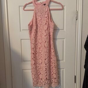 SHEIN Pink Lace Midi Dress